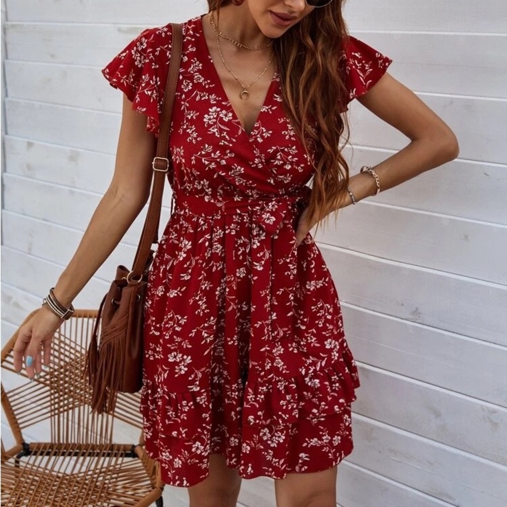 Ditsy Floral Wrap around Dress